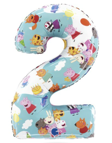 Folienballon - Zahl 2: Peppa Wutz - ø 72cm